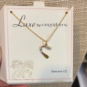 Luxe Gold Necklace with Multicolor CZ Pendant